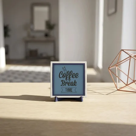 Modern Coffee Break Time Dekoratif Parça, Yaşam Alanınıza Dinamik Bir Dokunuş 10x10 cm