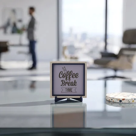 Şık Tasarım Coffee Break Time Dekoratif Obje, Ofis ve Ev Dekoru İçin Modern Bir Parça 10x10 cm