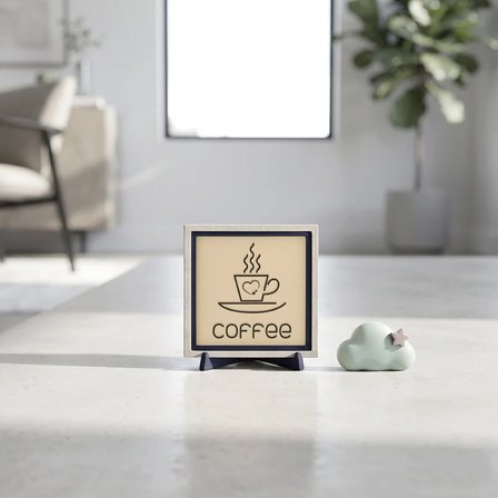 Coffee Kalpli Modern Masaüstü Objesi, Kahve Molalarınızı Güzelleştiren Özel Tasarım 10x10 cm