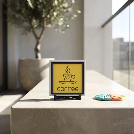 Modern Coffee Kalpli Dekoratif Parça, Çalışma Alanlarınıza Asalet Katan Zarif Dokunuş 10x10 cm