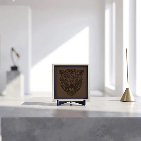Kaplan Motifli Şık Modern Dekoratif Obje, Çalışma Masanıza Güç Katan Tasarım 10x10 cm