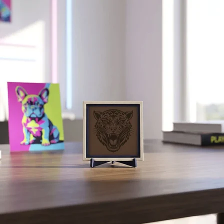 Kaplan Motifli Şık Modern Dekoratif Obje, Çalışma Masanıza Güç Katan Tasarım 10x10 cm