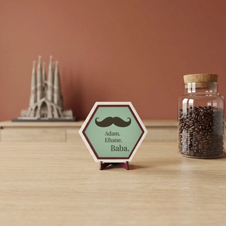 Bıyık Figürlü Modern Masaüstü Objesi, Ofis ve Çalışma Masaları İçin Karakterli Dekorasyon 10x10 cm