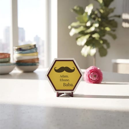 Babaya Hediye Dekoratif Masaüstü Objesi, Modern Çizgilerle Hazırlanmış Özel Tasarım 10x10 cm