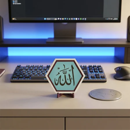 Allah Yazılı Butik Tasarım Dekoratif Masaüstü Parçası, Sevdiklerinize Anlamlı ve Zarif Hediye 10x10 cm