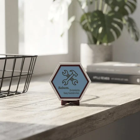 Minimalist tasarım evimizin baş tamircisi baba masaüstü aksesuarı, çalışma masaları için özel, şık bir tamamlayıcı 10x10 cm