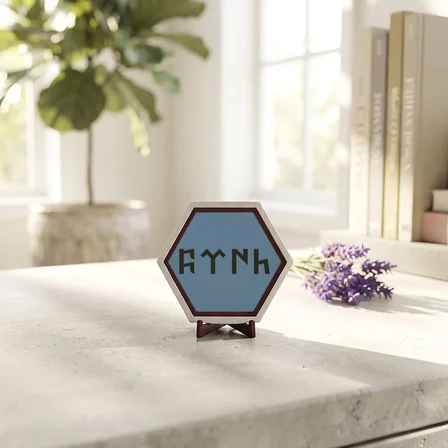 Göktürkçe Türk Motifli Masaüstü Dekoru Çalışma Masalarınız İçin Özgün, Modern ve Butik Bir Hediye Seçeneği 10x10 cm