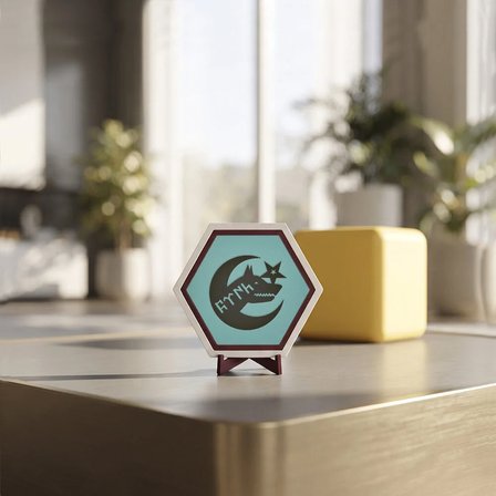 Göktürkçe Türk Yazısı Kurt Silüeti ve Ay Yıldız İkonlu Masaüstü Dekoratif Süsü Ofis Masaları İçin Modern Parça 10x10 cm