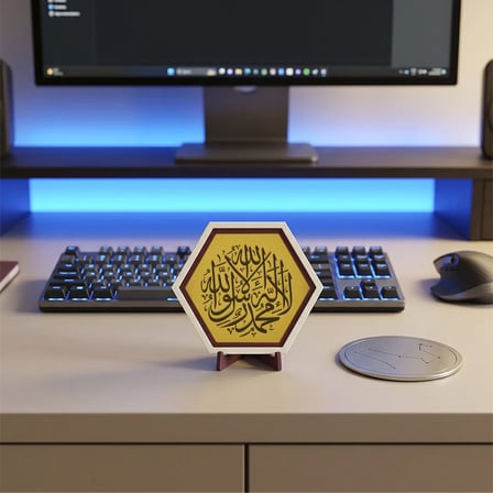 La ilahe illallah Hat Yazılı Estetik Dekoratif Obje, Manevi Temalı Şık Masaüstü Aksesuarı 10x10 cm