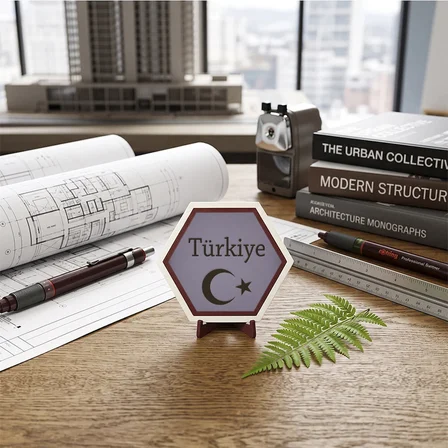 Şanlı Bayrak Ruhu Temalı Türkiye Modern Masaüstü Süsü Ofis Köşelerinizi Tamamlayan Zarif ve Şık Bir Tasarım Obje 10x10 cm