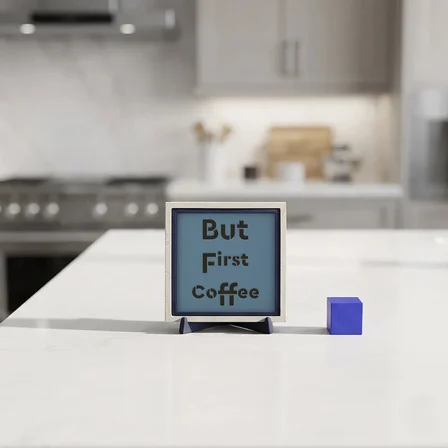 Kahve Tutkunlarına Özel "But First Coffee" Yazılı Butik Masaüstü Objesi, Kahve Köşesi Dekorasyonu 10x10 cm