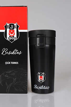 DEKOMUS İLE LİSANSLI BEŞİKTAŞ 400 ML ÇELİK TERMOS "ÖZEL KUTULU COMFORT KALEM HEDİYELİ"