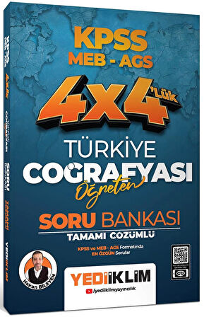 Yediiklim Yayınları KPSS MEB AGS 4x4 Türkiye Coğrafyası Soru ve 40 Deneme Sınavı Seti Hakan Bileyen
