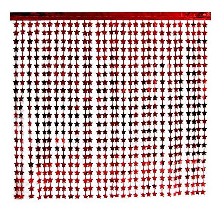 PÜSKÜLLÜ PERDE KIRMIZI YILDIZ MODELİ 91CM X 240CM