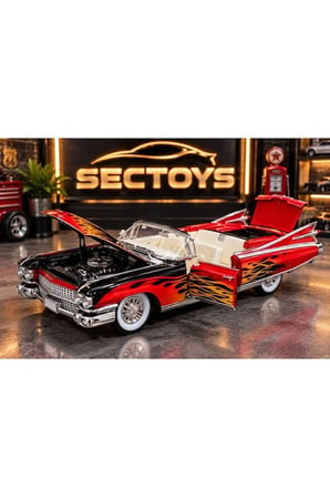 1959 Cadillac Eldorado Biarritz Convertible Diecast Model Araba 1:24 Cadillac Eldorado Siyah