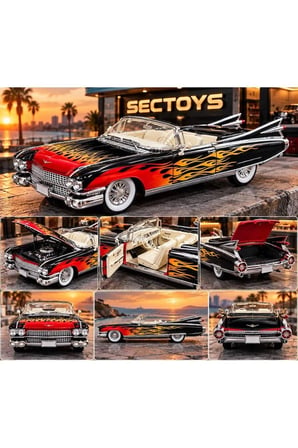 1959 Cadillac Eldorado Biarritz Convertible Diecast Model Araba 1:24 Cadillac Eldorado Siyah