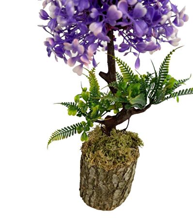 Bonsai Dekoratif Yapay Ağaç Yarım Top Kafalı Mor Bonzai 30CM