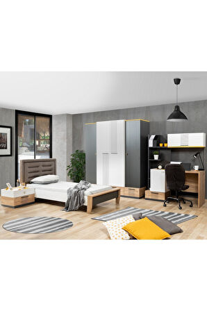 Relax Genç Odası - 4 Kapılı Dolap, Karyola, Komodin, Masa