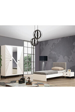 Safir Genç Odası - 3 Kapılı Dolap, Karyola, Komodin