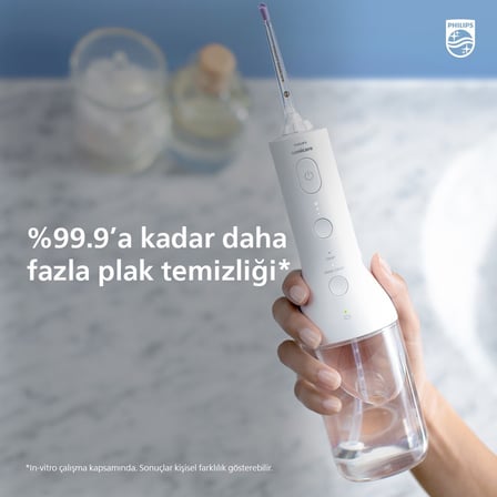  Philips Sonicare Power Flosser 3000 Kablosuz Ağız Duşu, Hızlı ve Etkili Diş Arası Temizliği, Quad 