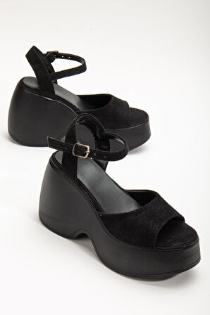 Suins Biana Kadın Dolgu Taban Dana Süet Sandalet