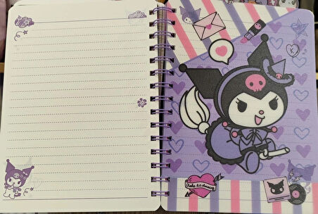 Kuromi Hologram sert kapak spiralli çok amaçlı defter ( 22cm * 15 cm )