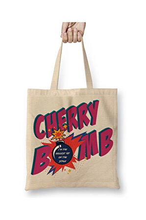 Nct 127 Cherry Bomb Beyaz Bez Çanta Uzun Saplı Alışveriş Çantası Plaj Çantası