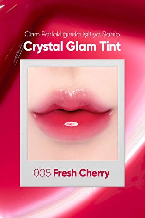Yapışkanlık Hissi Vermeyen Yoğun Işıltılı Tint Clio Crystal Glam Tint (05 Fresh Cherry)