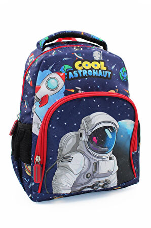 2 Gözlü Jet Cool Astronot Anaokulu Çantası - Erkek Çocuk Çanta Kreş Çantası - Astronot Çanta