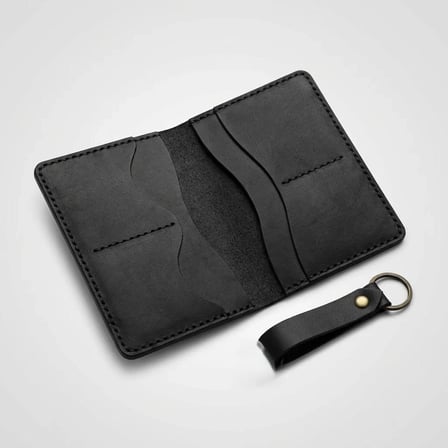 %100 Hakiki Deri Pasaport Kılıfı Ve Anahtarlık Seti - El Dikişli Özel Deri Pasaportluk (10x15 cm) Siyah