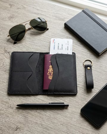 %100 Hakiki Deri Pasaport Kılıfı Ve Anahtarlık Seti - El Dikişli Özel Deri Pasaportluk (10x15 cm) Siyah