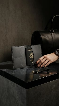 %100 Hakiki Deri Pasaport Kılıfı Ve Anahtarlık Seti - El Dikişli Özel Deri Pasaportluk (10x15 cm) Siyah