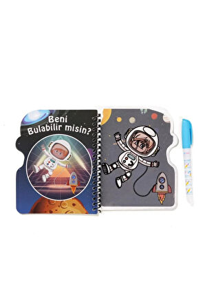 Masubo Astronot Sulu Boyama Kitabı Sihirli Kalem Sihirli Boyama Eğitici Kitap Uzay Boyama Kitabı