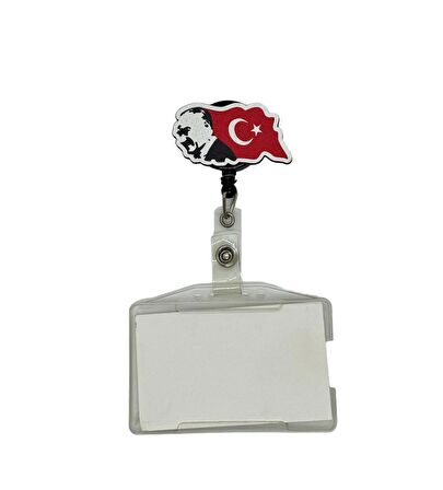 Türk Bayraklı Atatürk Temalı Yoyo Kartlık Yoyo Yaka Kartlığı