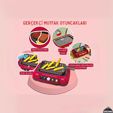 Oyuncak Pilli Barbekü Izgara Sihirli Ocak Mutfak Seti 20 Parça - Renk Değiştiren Sebze ve Gıdalar