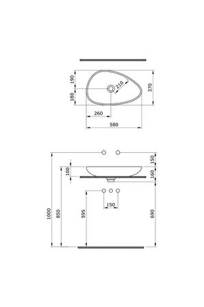 Bocchi Etna Çanak Lavabo 58 Cm Mat Yasemin 1114-007-0125