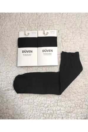 2'li Paket Cotton Dizaltı Mat Extra Yumuşak Siyah Pantolon Çorap
