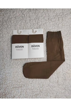 2'li Paket Cotton Dizaltı Mat Extra Yumuşak Bronz Pantolon Çorap