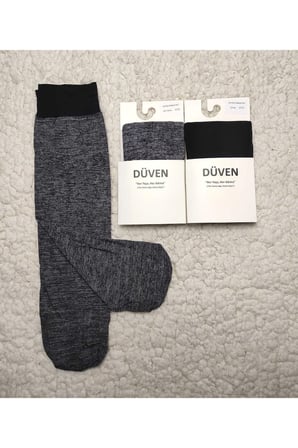 2'li Paket Cotton Dizaltı Mat Extra Yumuşak Siyah Kül Melanj Pantolon Çorap