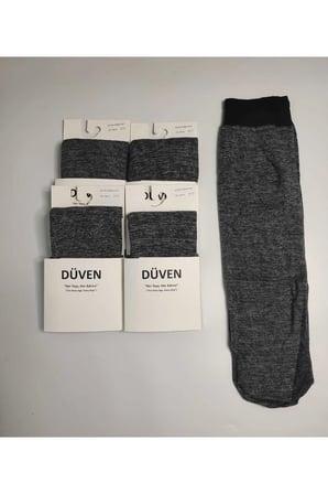 4'Lü Paket Cotton Dizaltı Mat Extra Yumuşak Kül Melanj Pantolon Çorap