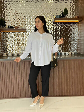 Sırt Dekolteli Oversize Basic Gömlek GMK08002
