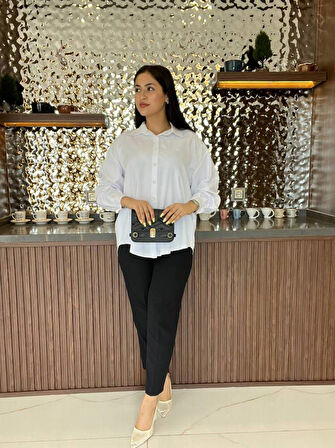 Sırt Dekolteli Oversize Basic Gömlek GMK08002