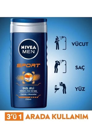 Erkek Sprey Deodorant Derma Control Clinical 150ml, Nivea Men Erkek Duş Jeli Sport 250 ml