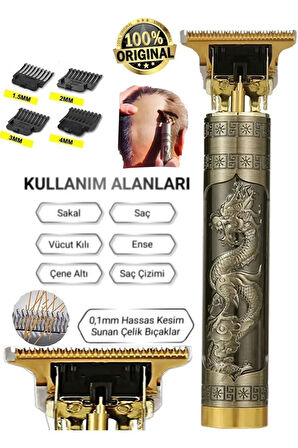 Dragon Metal Kasa Profesyonel Saç Sakal Ense Çizim Tüm Vücut Tüyü Lazer Öncesi Tıraş Makinesi.