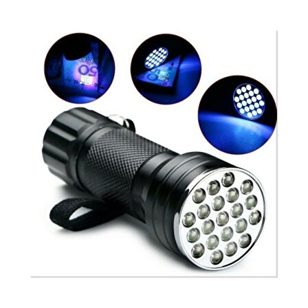 Uv Fener 21 LED Ultraviyole Fener Mor Uv Işık Lamba GS-142