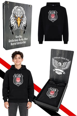 BEŞİKTAŞ ÇOCUK KAPÜŞONLU SWEATSHIRT UV KUTU HEDİYELİ