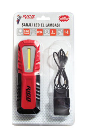 Şarjlı Led El Lambası Rıco Rc-0037 240 Lumens