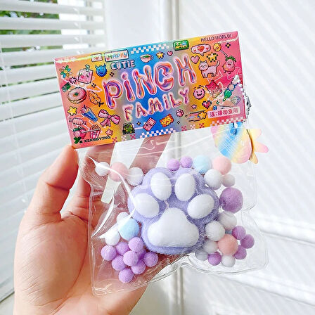 Kedi Patisi Taba Squishy Stress Oyuncağı Sukuşi pati, Tüylü Oyuncak Mor