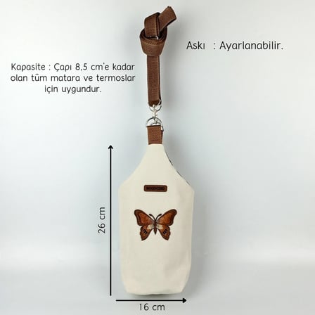 Woodycord 1 Litrelik El Yapımı U Model Kelebek Matara Kılıfı