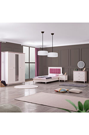 Ezgi Lüx Genç Odası - 3 Kapılı Dolap, Karyola, Komodin, Şifonyer